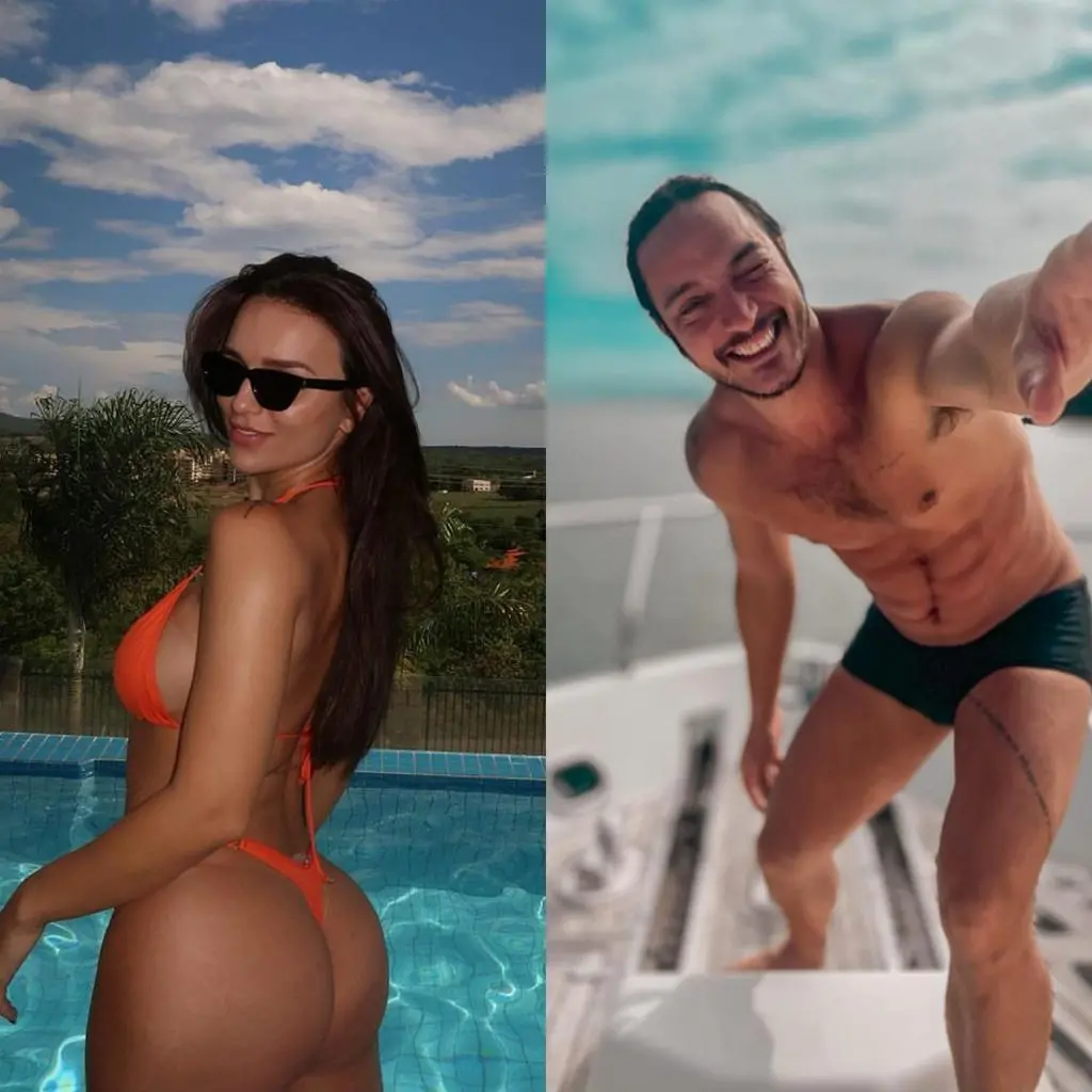 montagem com fotos de rafa kalimann e allan souza lima