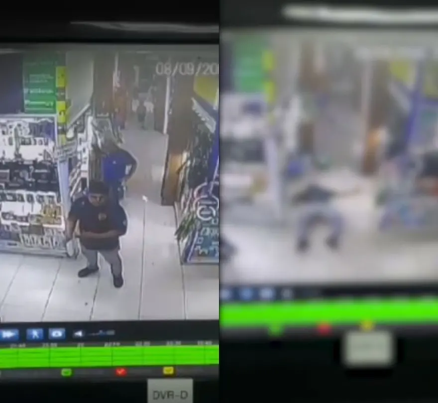 Imagens da câmera de segurança do estabelecimento