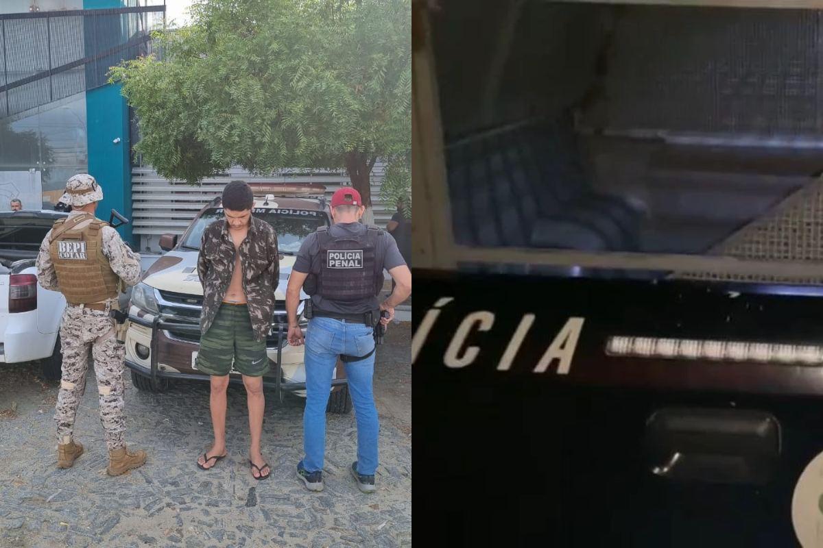 foto de homem recapturado após fugir de viatura em movimento no ceará