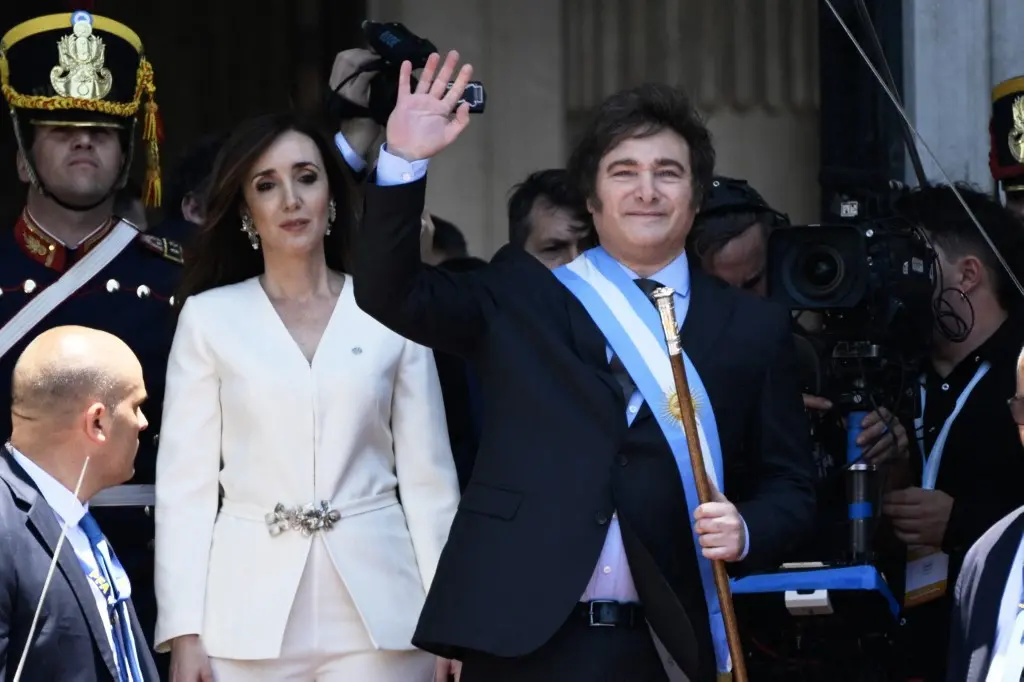 Presidente da Argentina Javier Miliei e sua vice Victoria Villarruel