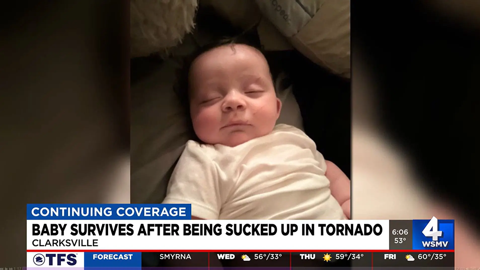 Bebê é arrastado por tornado no Tennessee