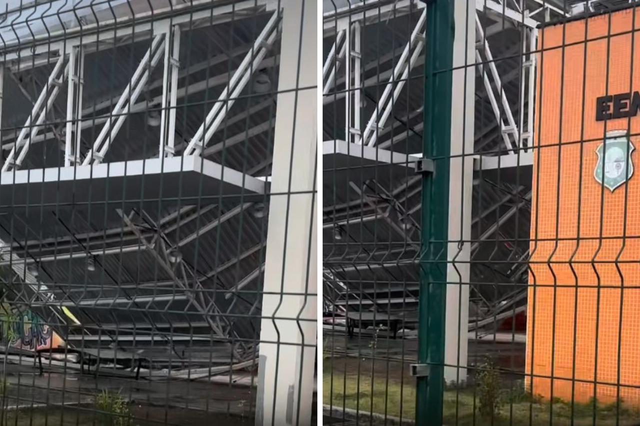 imagens de teto de escola que desabou em fortaleza