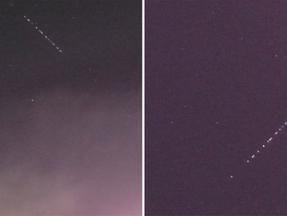 Montagem de fotos mostra as luzes no céu de Santa Catarina