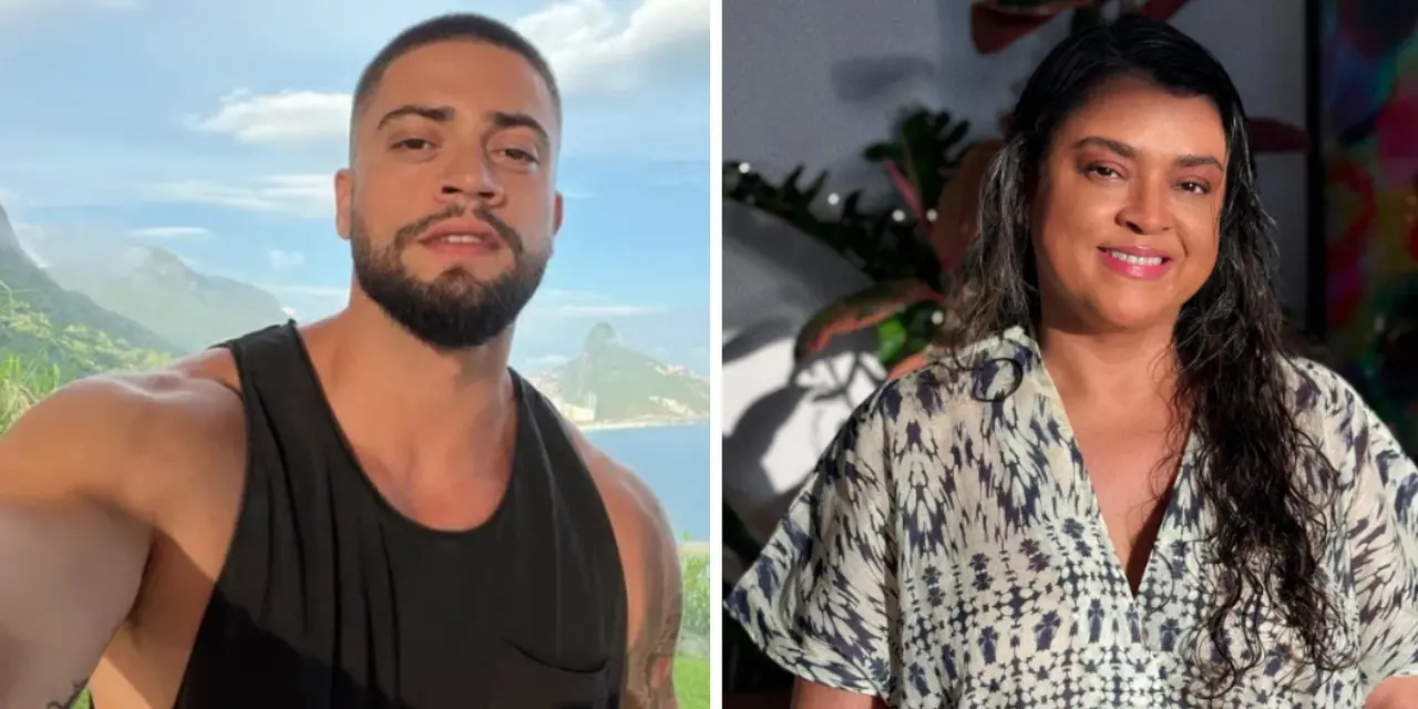 montagem de fotos de Rodrigo Godoy e Preta Gil