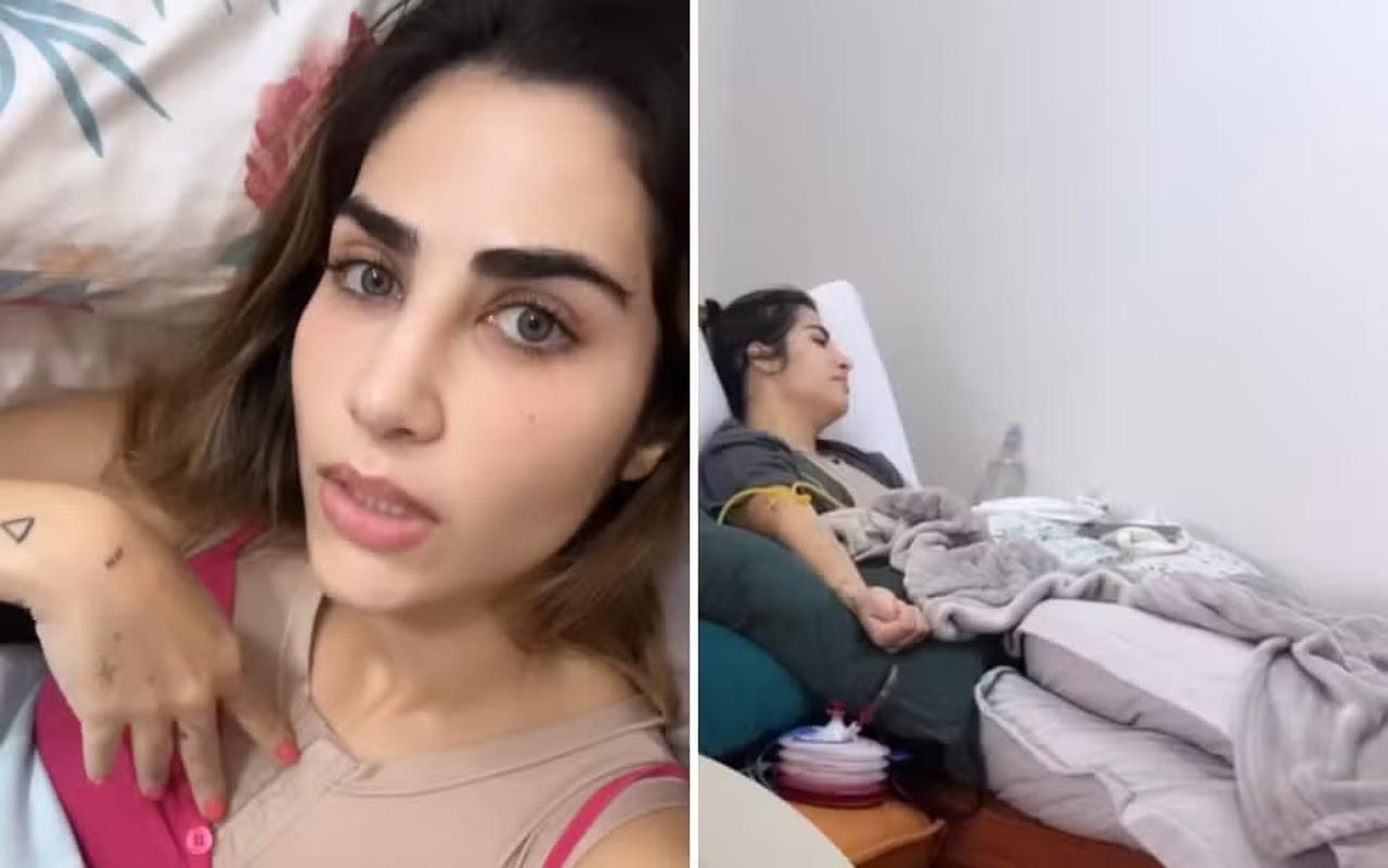 Esta é foto de captura de tela dos stories de jéssica beatriz, filha de leonardo que teve complicações após uma cirurgia plástica