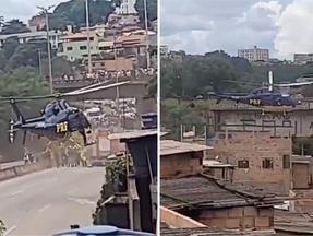 Montagem de fotos mostra helicóptero caindo em Minas Gerais
