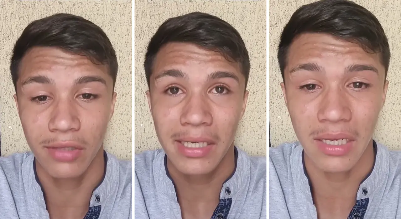 Montagem mostra capturas de tela de vídeo em que filho de brasileiro sequestrado no Equador pede ajuda para pagar resgate do pai em 9 de janeiro de 2024. Filho de brasileiro denúncia que pai foi sequestrado no Equador e pede ajuda para pagar resgate