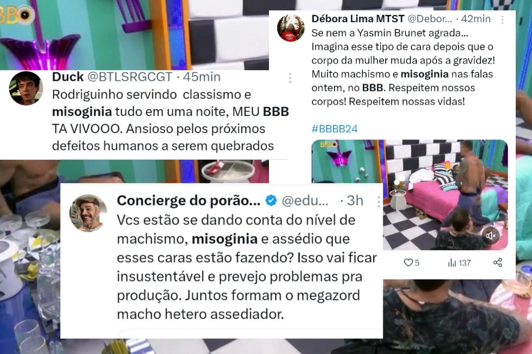 Comentários de usuários do 'X' sobre a conversa de Nizam e Rodriguinho