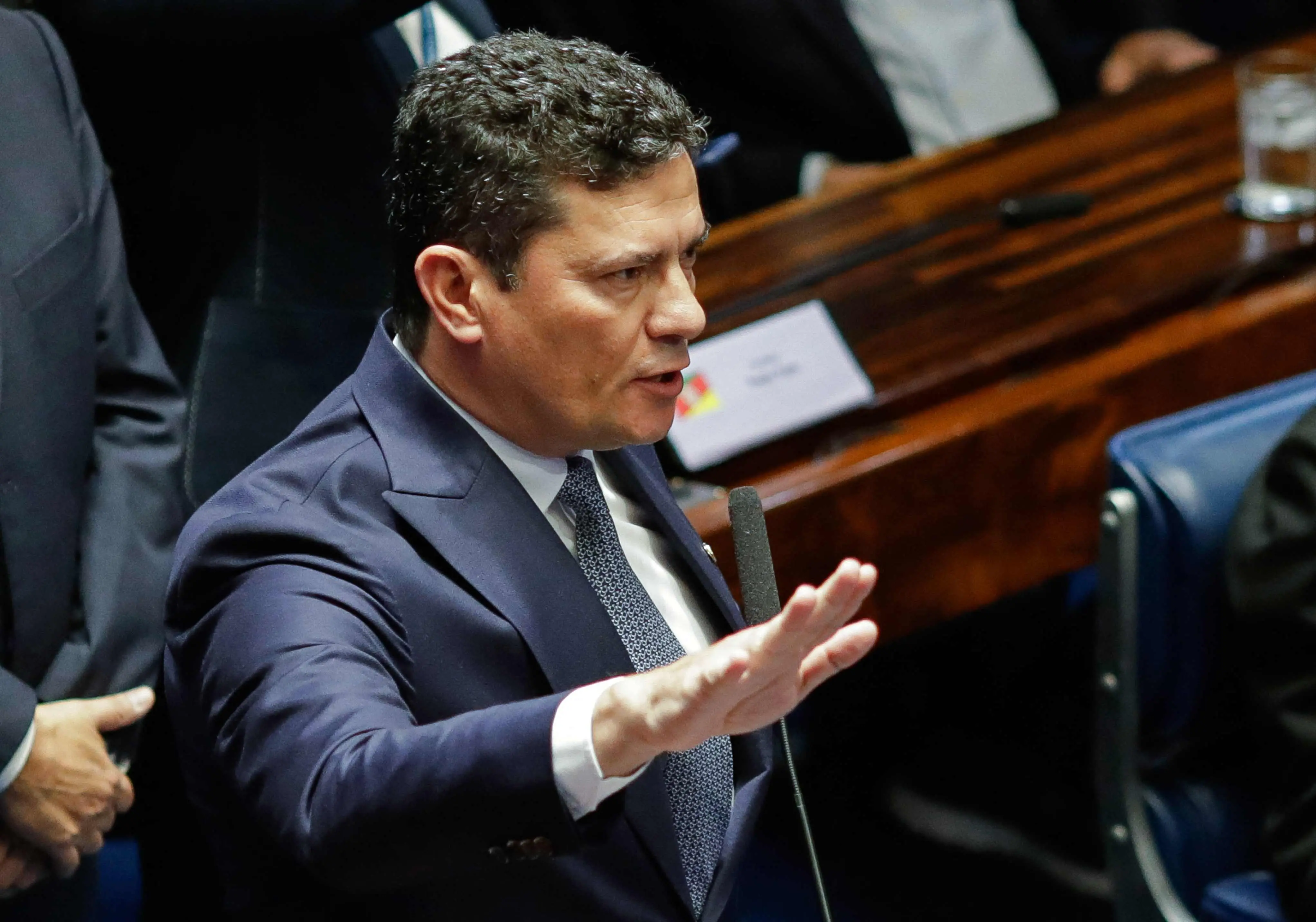 Sérgio Moro durante a cerimônia de posse do novo Senado brasileiro no plenário do Senado Federal, em Brasília, em 1º de fevereiro de 2023