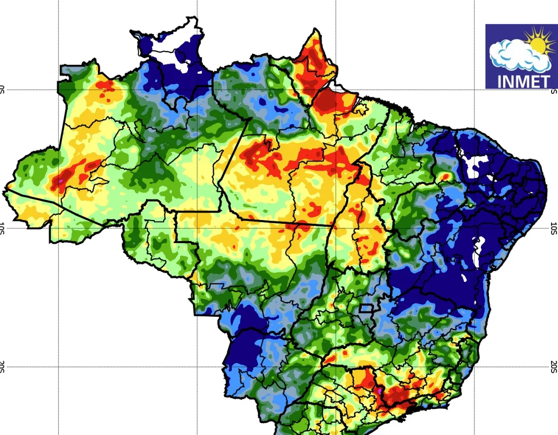 Projeção da Previsão de chuva de 15 a 22 de janeiro