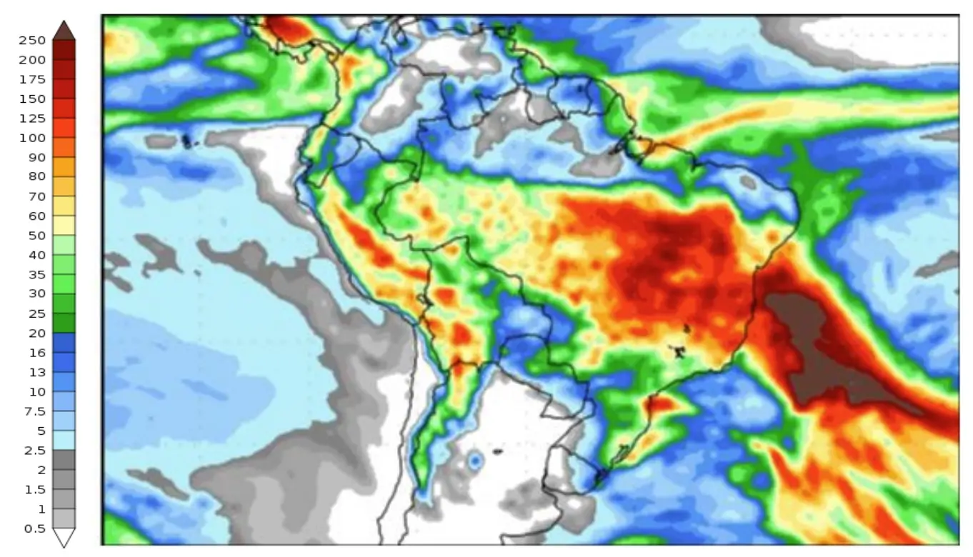Projeção da Previsão de chuva de 23 a 31 de janeiro