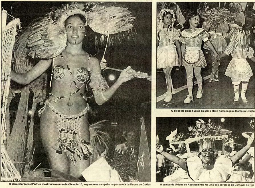Em 1984, os blocos Vozes D'África, Fuxico do Mexe-Mexe e Unidos do Acaracuzinho em passagem pela Avenida Duque de Caxias