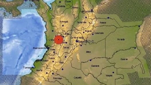 Mapa da Colômbia mostra local do terremoto