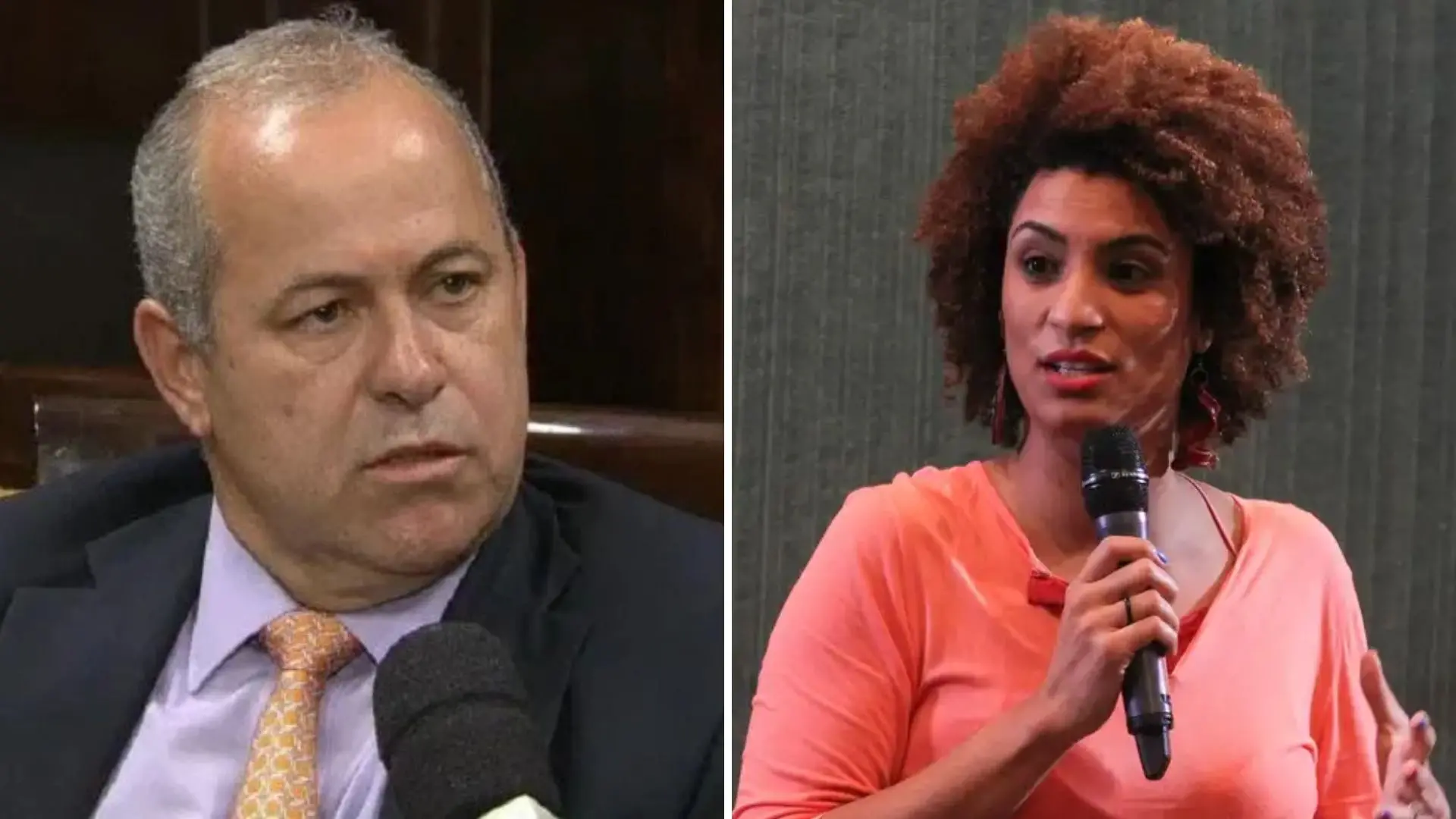 Montagem com imagens de Domingos Brazão e Marielle Franco. Domingos Brazão nega envolvimento com morte de Marielle Franco: Lessa deve estar protegendo alguém