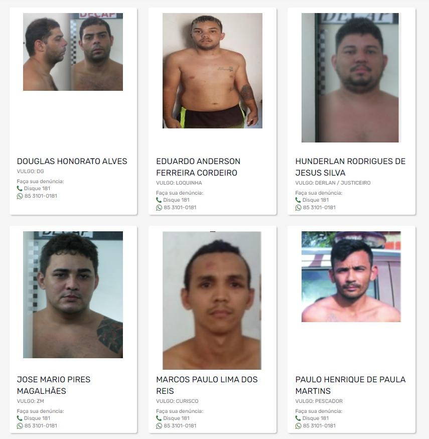 Informações sobre os criminosos procurados podem ser repassadas para a Polícia pelos números 181 ou (85) 3101-0181