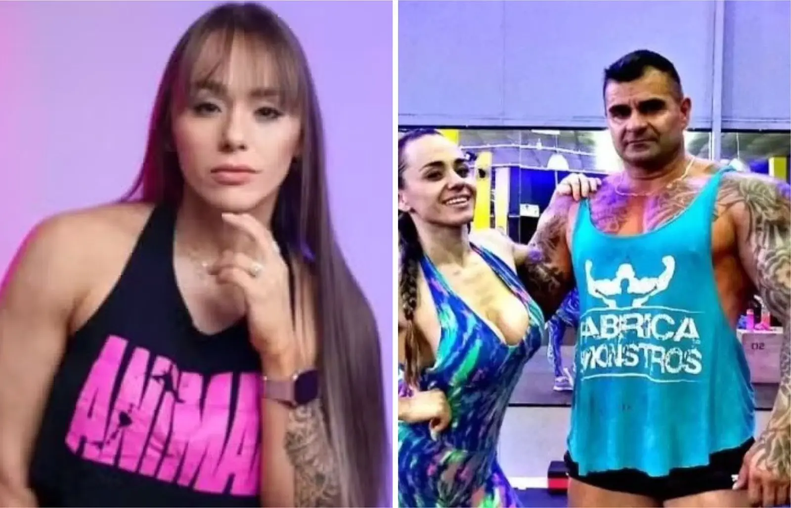 Montagem de fotos mostra vítima à esquerda e uma foto do casal à direita