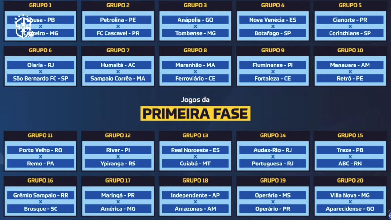 Copa do Brasil 2024: CBF detalha mais 12 jogos da primeira fase