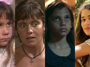 Versões de filhas de Belarmino quando criança e atrizes que fizeram Mariana: Adriana Esteves (1993) e Theresa Fonseca (2024)
