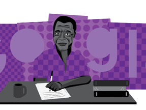Doodle em homenagem ao escritor James Baldwin, exibido pelo Google em 1 de fevereiro de 2024. Conheça James Baldwin, escritor e ativista dos direitos civis homenageado pelo Google