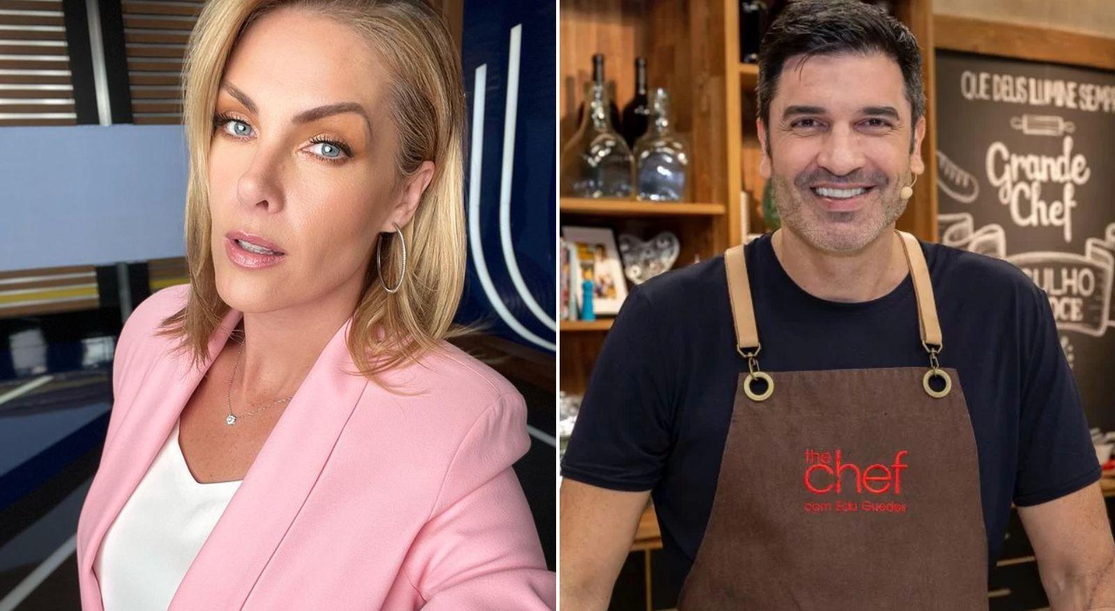 Montagem com imagens de Ana Hickmann e de Edu Guedes.