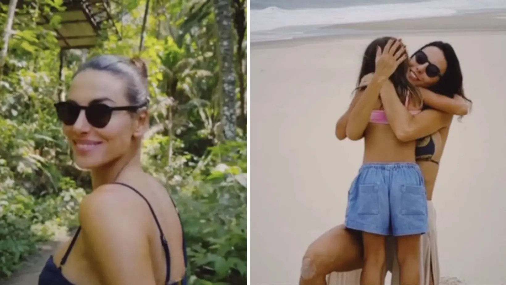 Montagem de Mel Fronckowiak e Rodrigo Santoro com a filha do casal, Nina