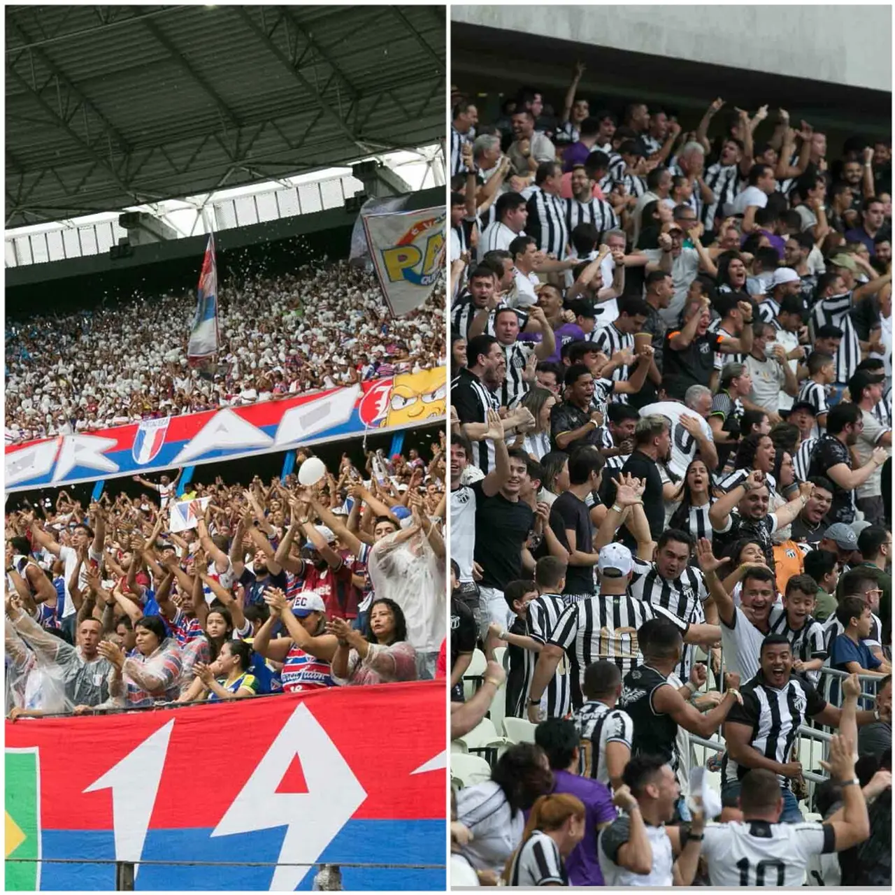 Foto das torcidas de Fortaleza e Ceará