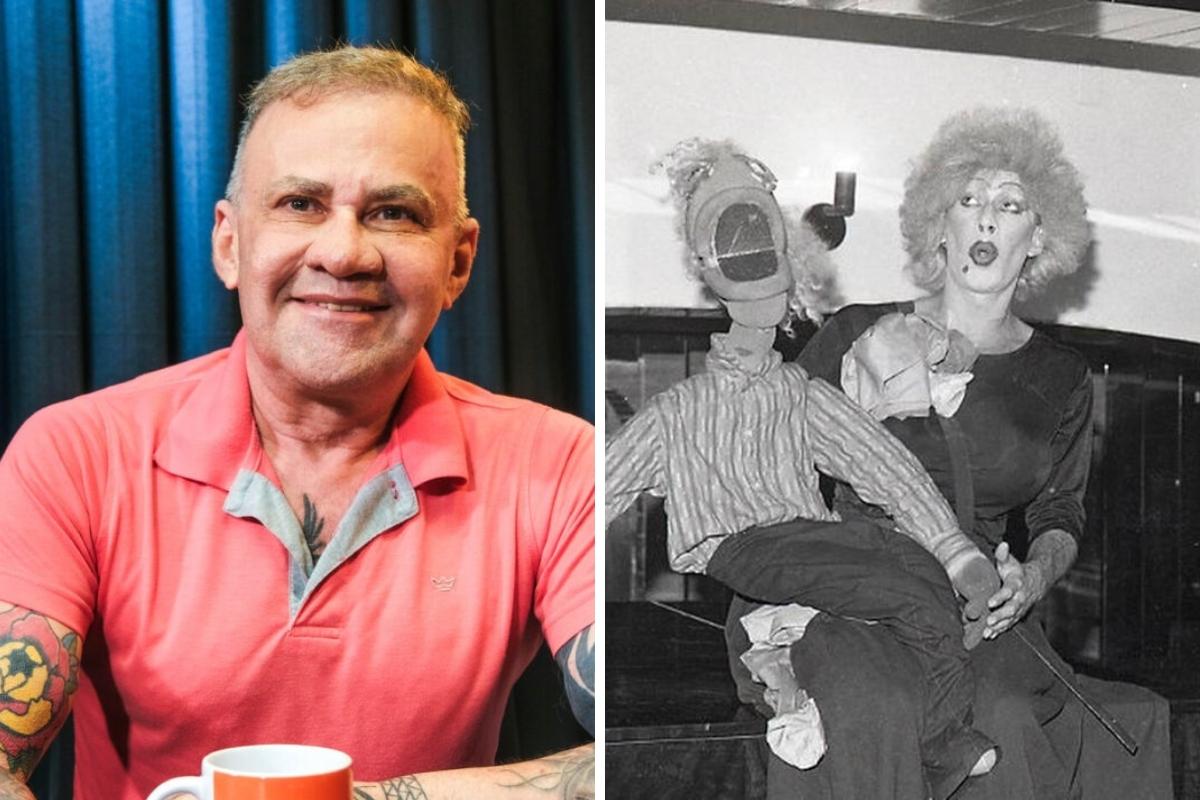 Paulo Diógenes sem e com a maquiagem de Raimundinha