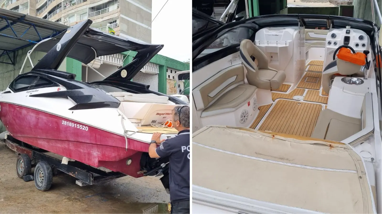 Lancha apreendida pela Polícia