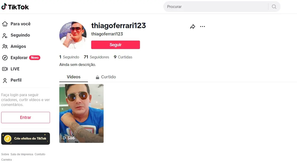 Perfil do suspeito no TikTok