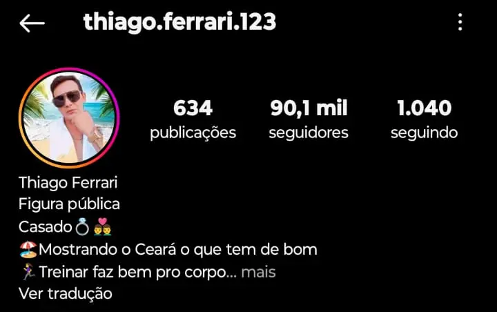 Perfil do suspeito no Instagram