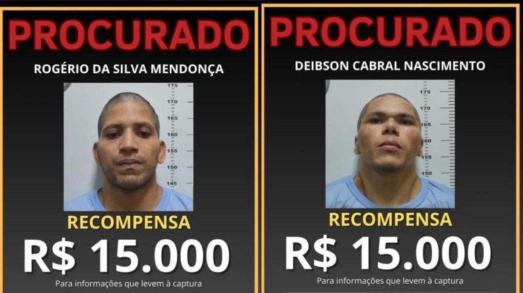 Ministério da Justiça ofereceu R$ 15 mil por informações sobre os dois fugitivos do Presídio Federal de Mossoró