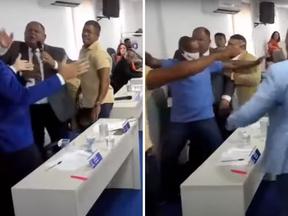 Montagem de parlamentares brigando em Lauro de Freitas