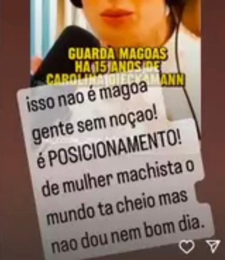 Publicação de Piovanni sobre a briga com Carolina Dieckmann