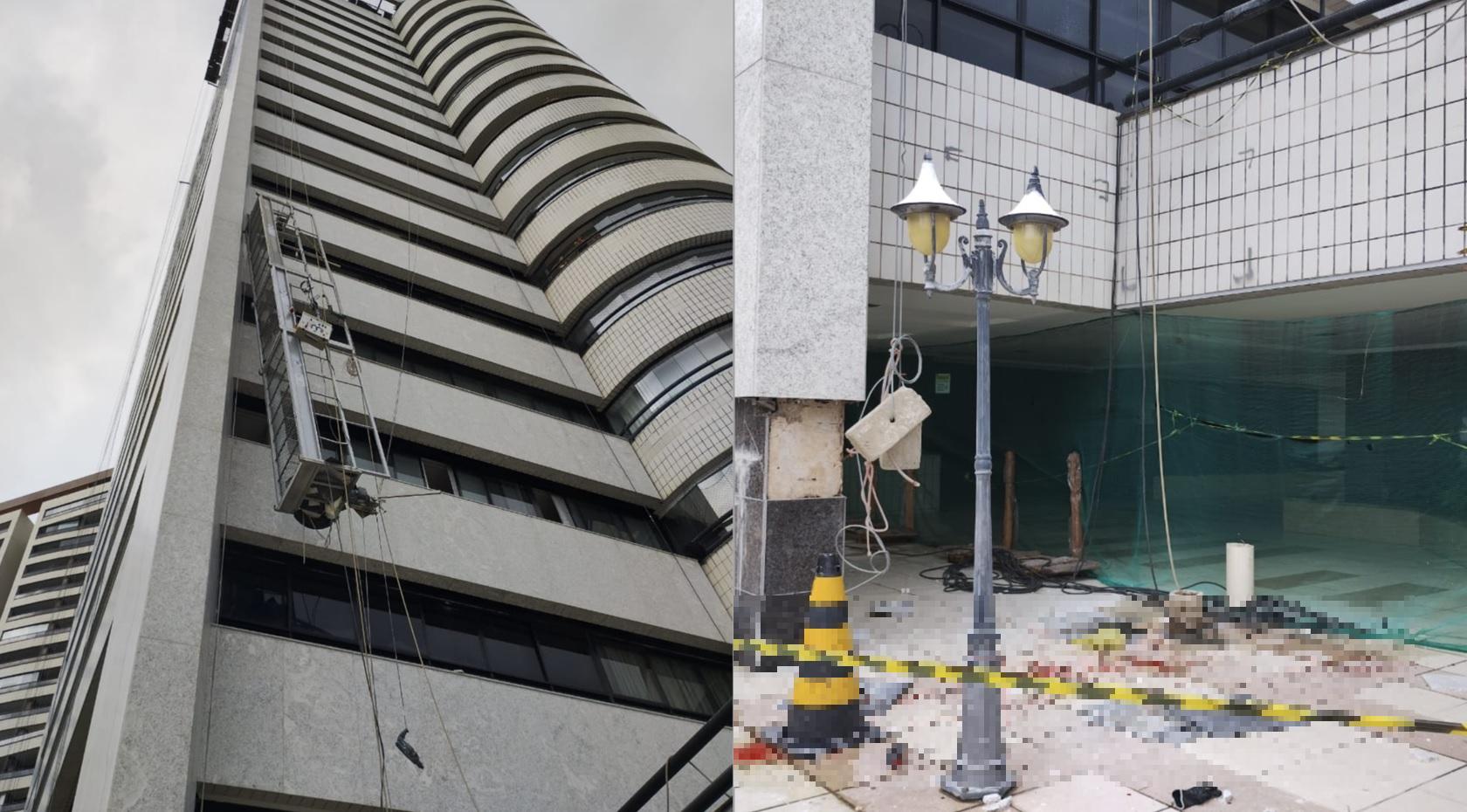 Andaime ficou pendurado em fachada de prédio