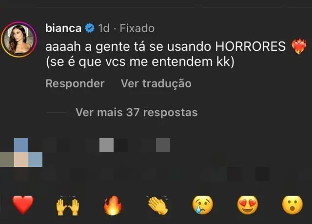 Print de comentário de Bianca Andrade