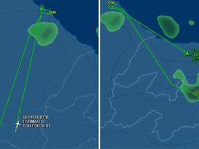 Montagem de fotos mostra rotas de dois voos