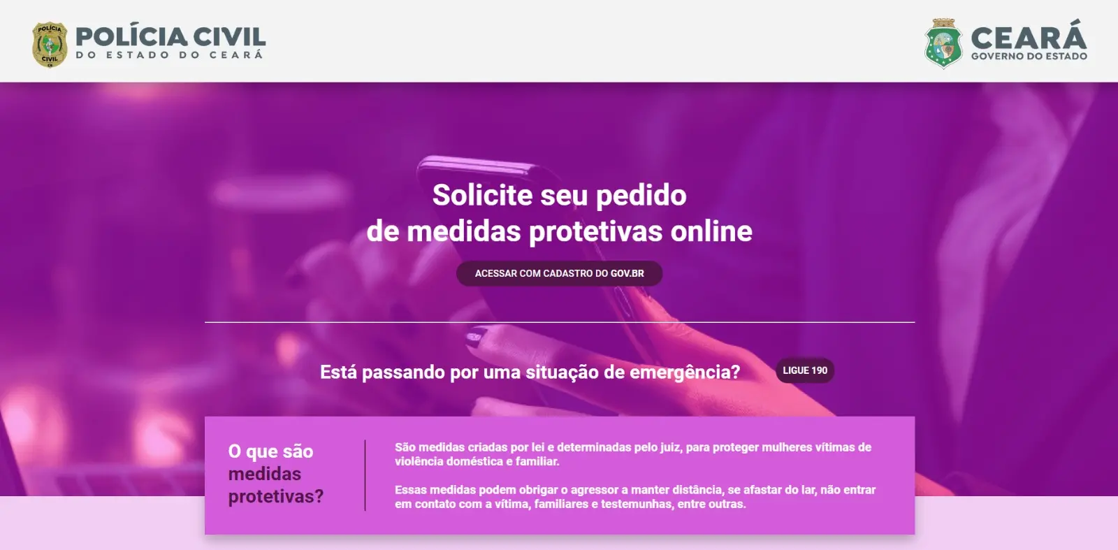 Portal Mulher.PolíciaCivil foi lançado com o objetivo de facilitar a solicitação de medidas protetivas de urgência para mulheres vítimas de violência doméstica
