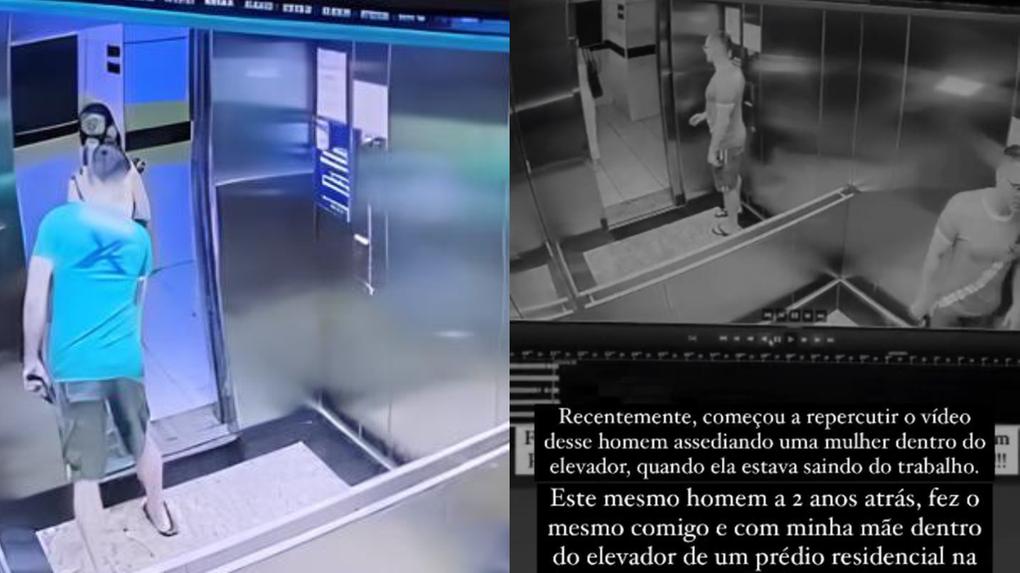 Print de registros de homem importunando mulher em elevador de Fortaleza
