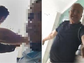 Montagem de fotos mostra frames do vídeo que mostra a denúncia de agressão