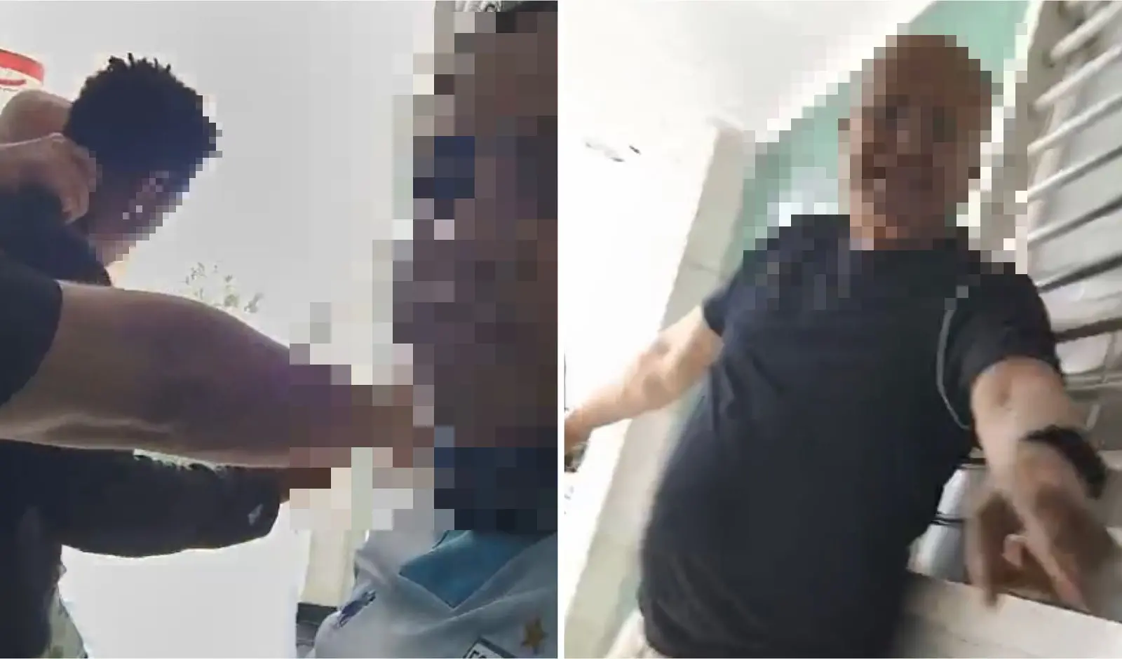 Montagem de fotos mostra frames do vídeo que mostra a denúncia de agressão