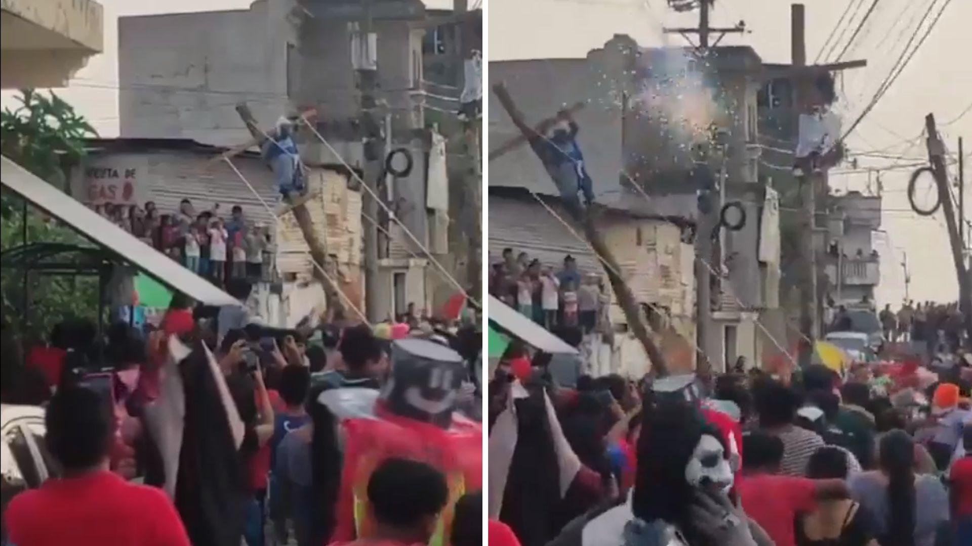 Homem recebeu descarga elétrica ao ser erguido na cruz da encenação