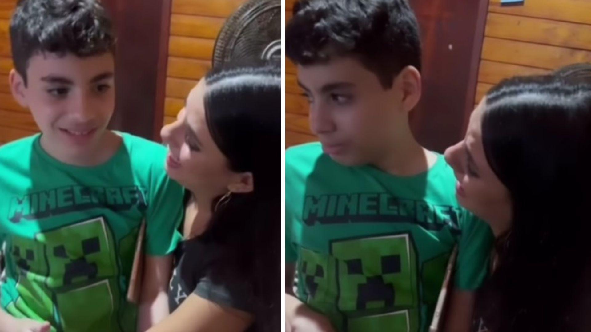 Fernanda Bande com o filho, Marcelo