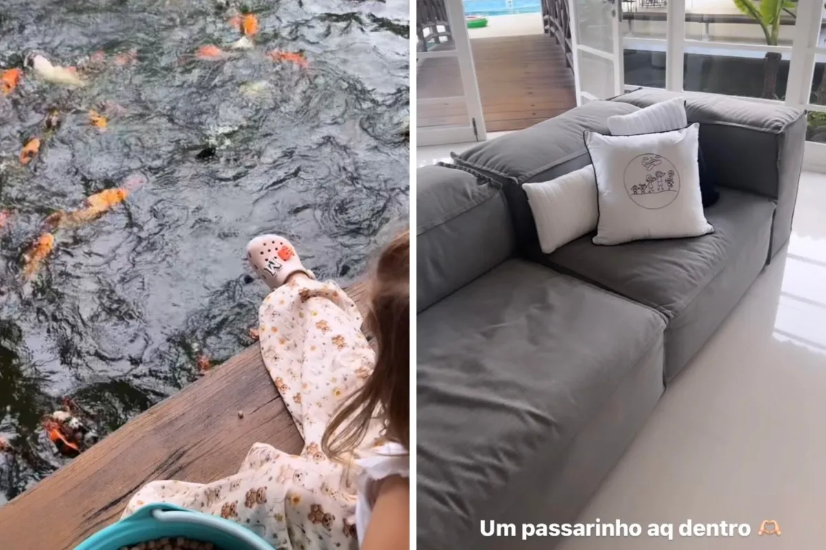 No condomínio, há acesso a um lago com peixes e piscina