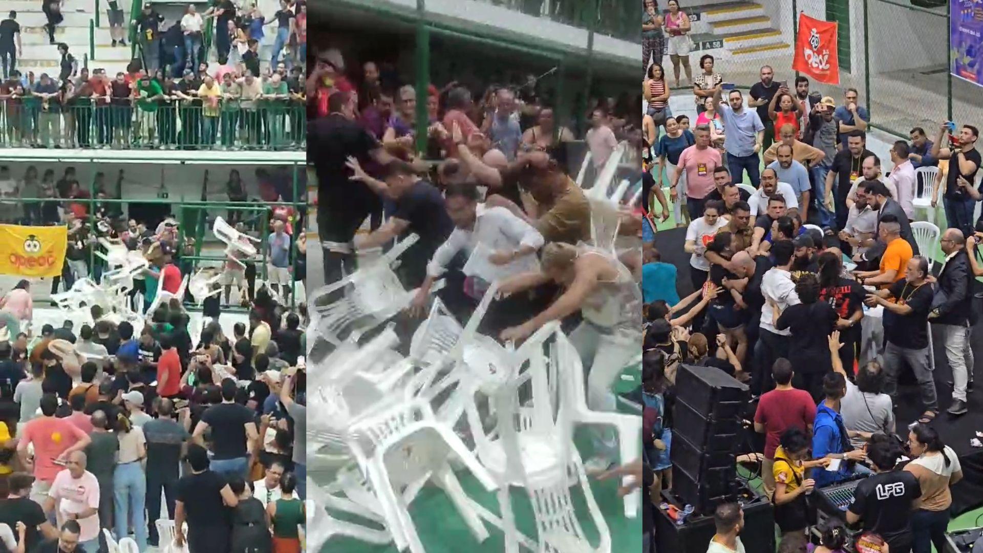 Confusão marca a assembleia da Apeoc em Fortaleza