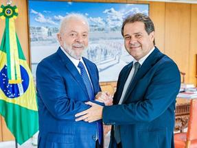 Encontro de Lula com Evandro, em Brasília, no final de 2023, quando o deputado trocou o PDT pelo PT