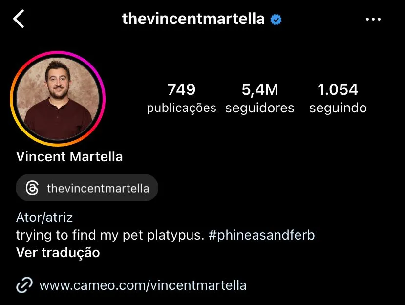 O ator ultrapassou o marco de cinco milhões de seguidores no Instagram graças aos brasileiros