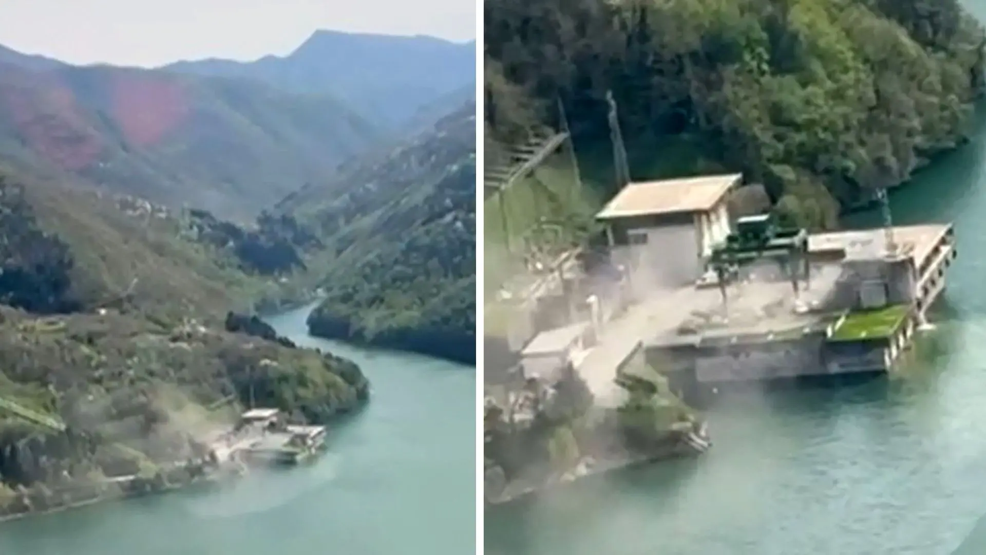 O local onde ocorreu a explosão está parcialmente inundado e cheio de fumaça