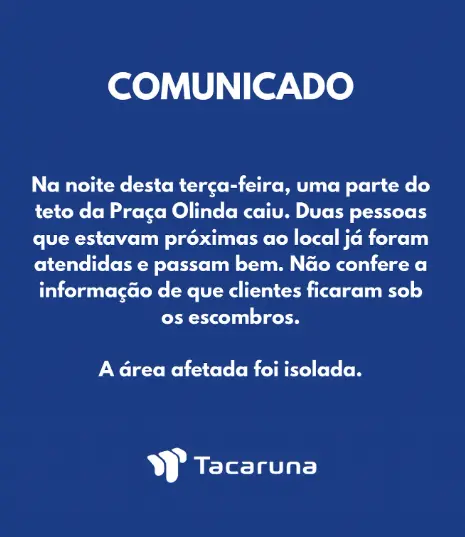 Comunicado oficial do Shopping Tacaruna