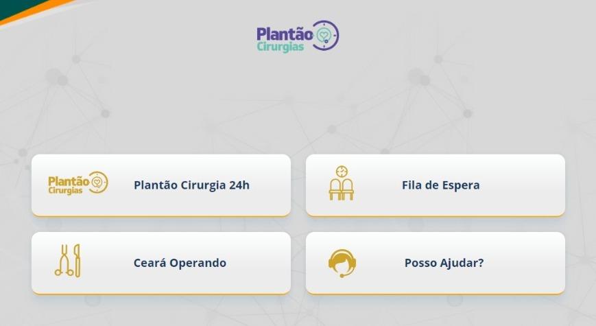 Página inicial da ferramenta Plantão Cirurgias, do Governo do Ceará