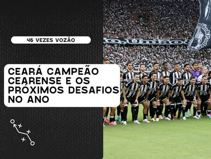 Capa do Cearácast com destaque para os atletas do Ceará na foto oficial de campeão cearense 2024